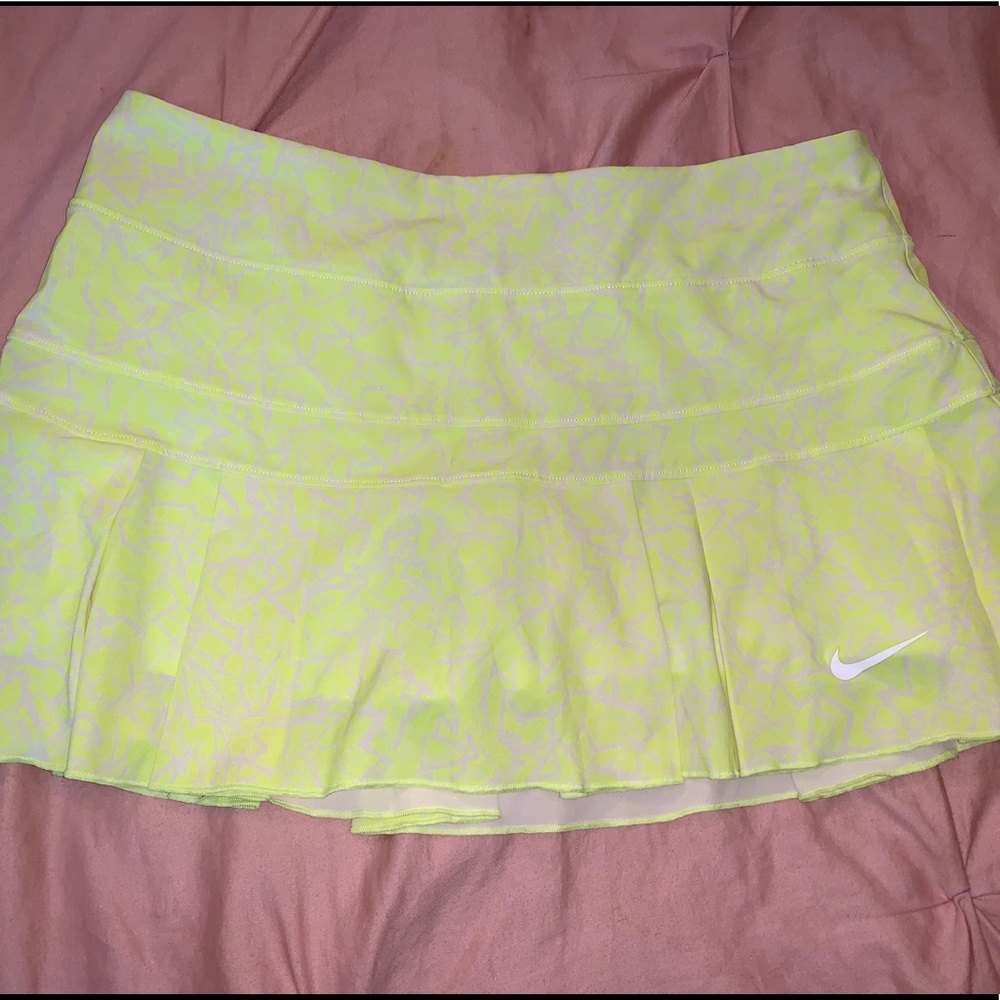 Neon yellow pattered Nike skirt
